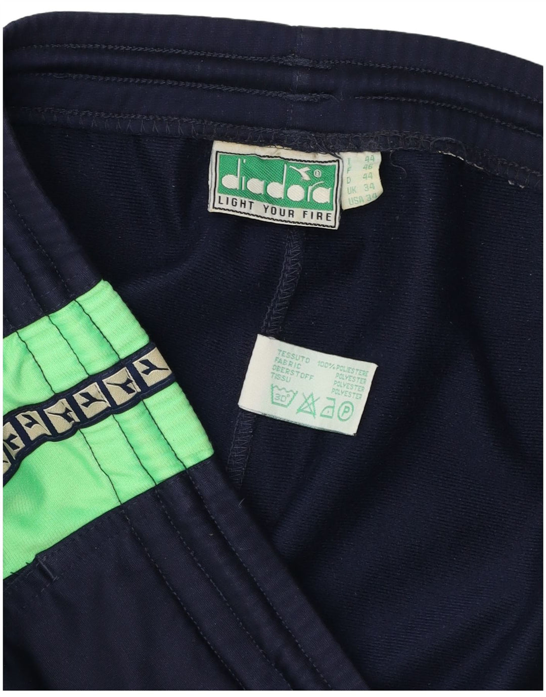 Diadora Mens Graphic Sport Shorts Large Navy Blue Colourblock Polyester