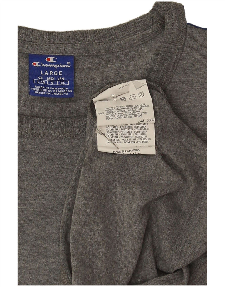 Champion Mens Graphic T-Shirt Top Large Grey Colourblock Cotton