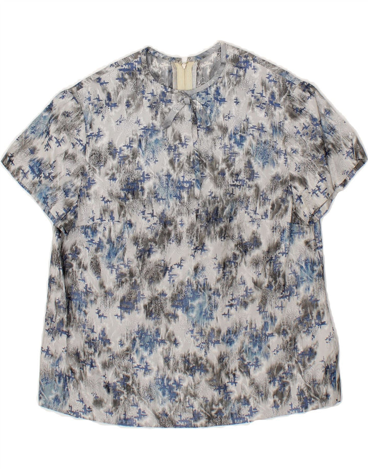 VINTAGE Womens Abstract Pattern Blouse Top UK 10 Small Grey Vintage Vintage and Second-Hand Vintage from Messina Hembry 