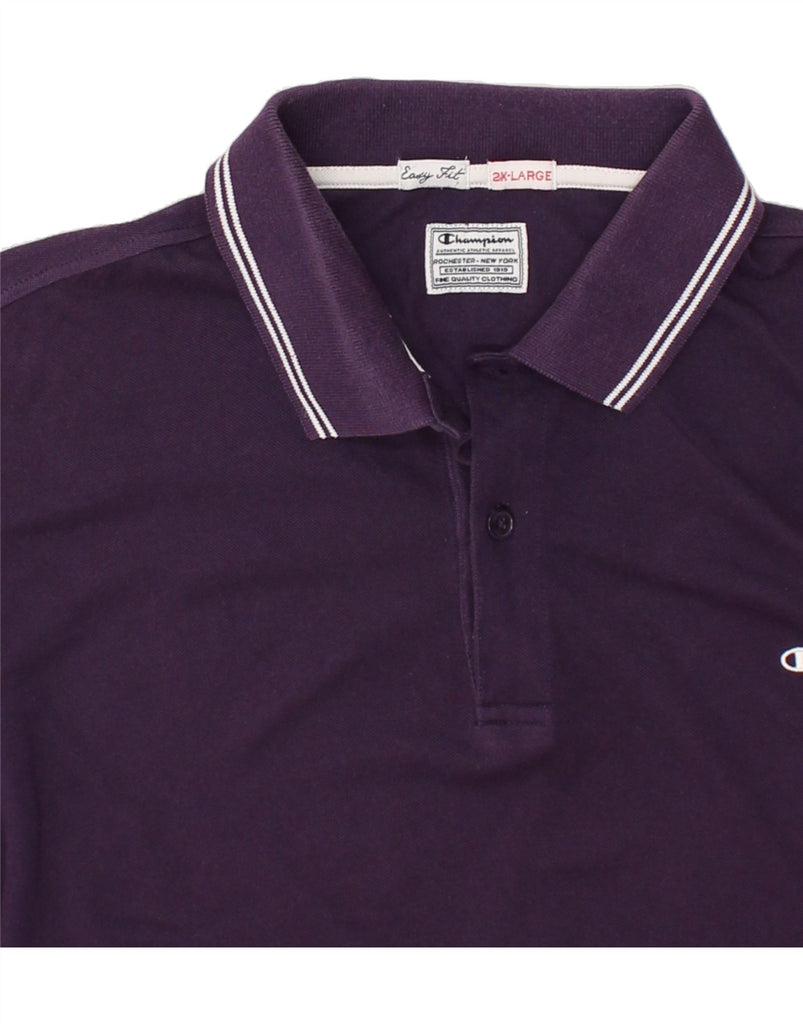 CHAMPION Mens Easy Fit Polo Shirt 2XL Purple Cotton | Vintage Champion | Thrift | Second-Hand Champion | Used Clothing | Messina Hembry 