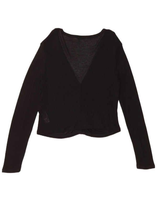 Zara Womens Crop Cardigan Sweater UK 14 Large Black Viscose