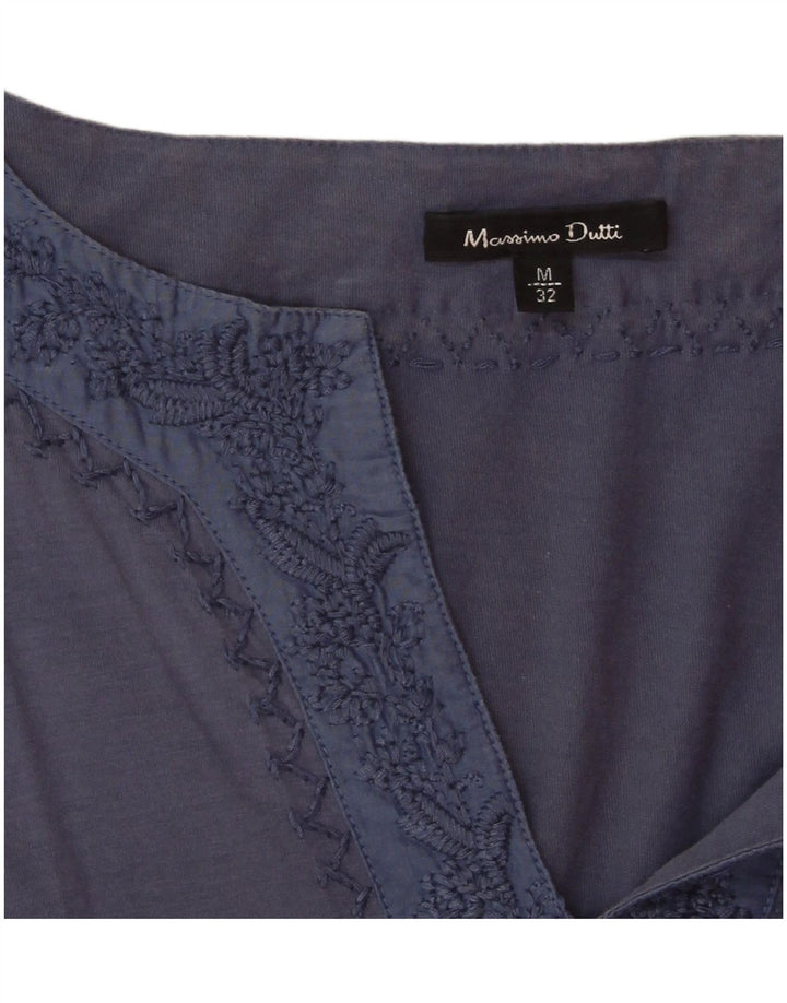 Massimo Dutti Womens Long Sleeve Blouse Top UK 14 Medium Blue Cotton