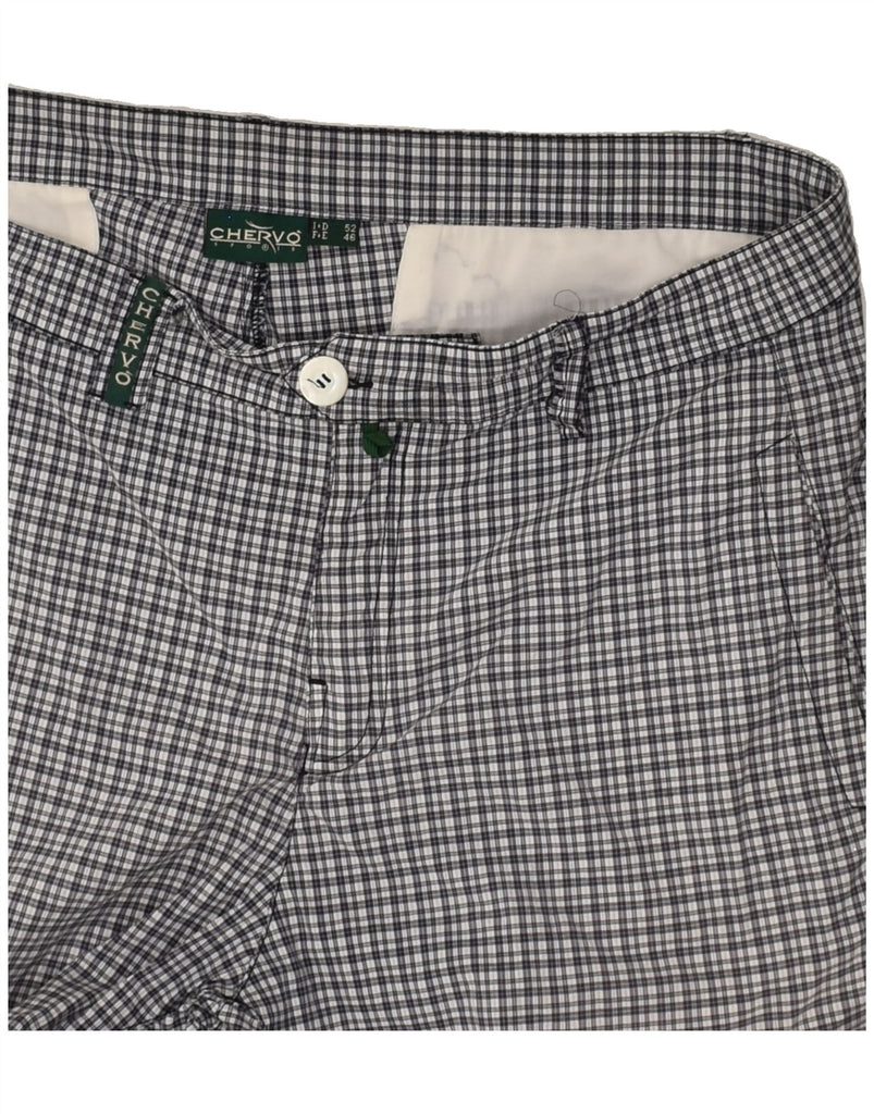 CHERVO Mens Slim Chino Trousers IT 52 XL W36 L31 Grey Gingham Cotton | Vintage Chervo | Thrift | Second-Hand Chervo | Used Clothing | Messina Hembry 