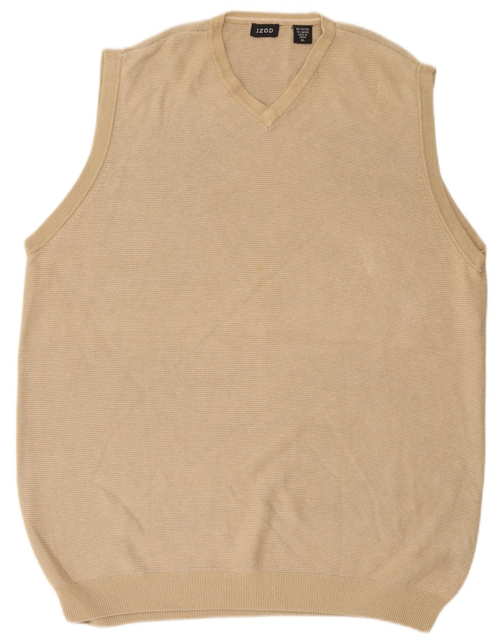 Izod Mens Vest Tank Top XL Beige Cotton