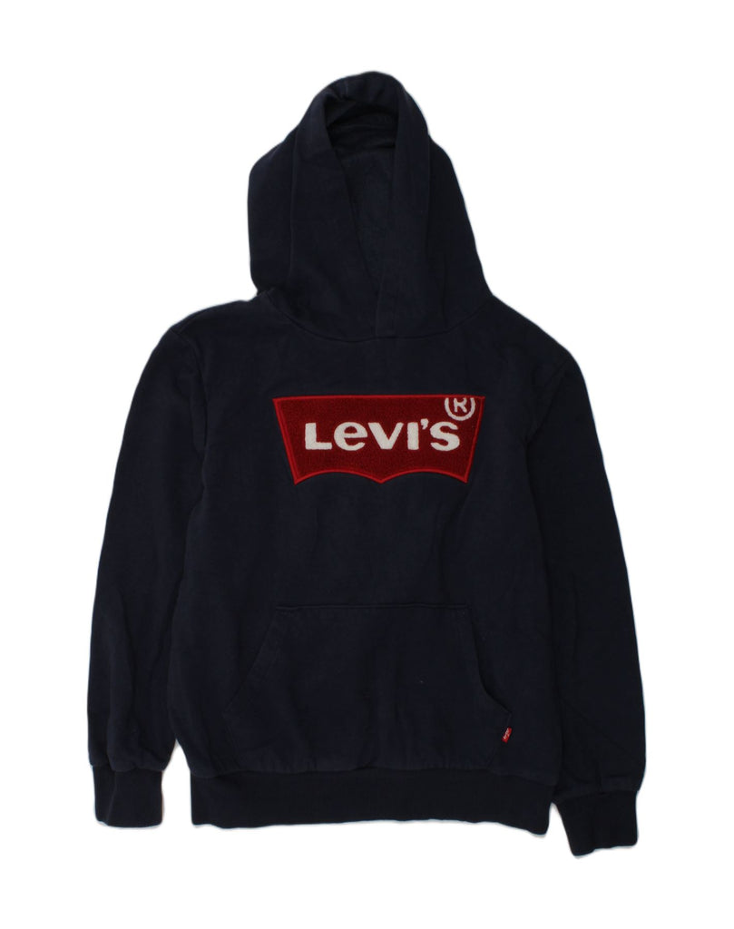 LEVI'S Boys Graphic Hoodie Jumper 10-11 Years Medium Navy Blue Cotton | Vintage Levi's | Thrift | Second-Hand Levi's | Used Clothing | Messina Hembry 