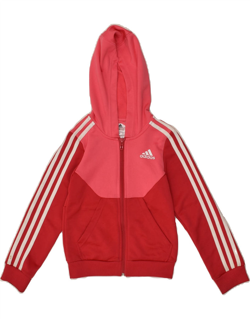 ADIDAS Girls Zip Hoodie Sweater 7-8 Years Red Polyester | Vintage Adidas | Thrift | Second-Hand Adidas | Used Clothing | Messina Hembry 