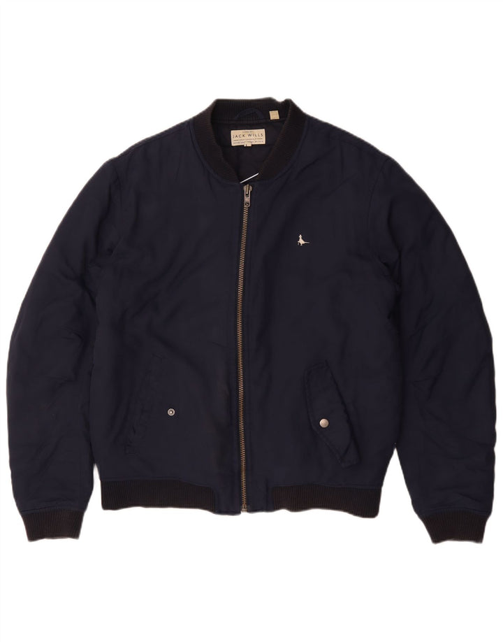 Jack Wills Mens Bomber Jacket UK 38 Medium Navy Blue Nylon