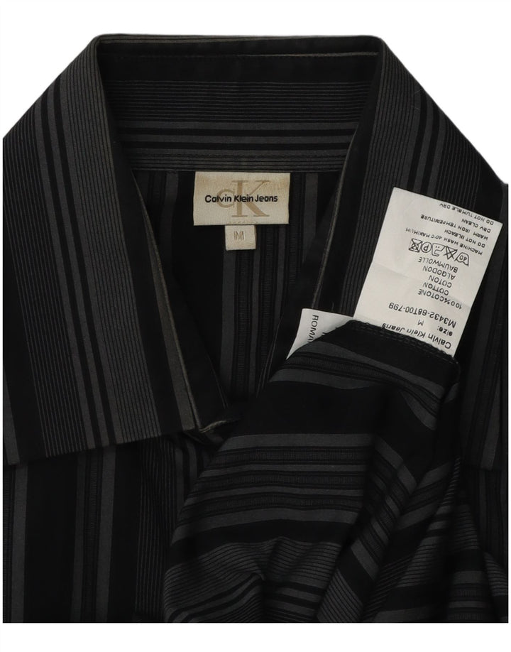 Calvin Klein Jeans Mens Shirt Medium Black Striped Cotton