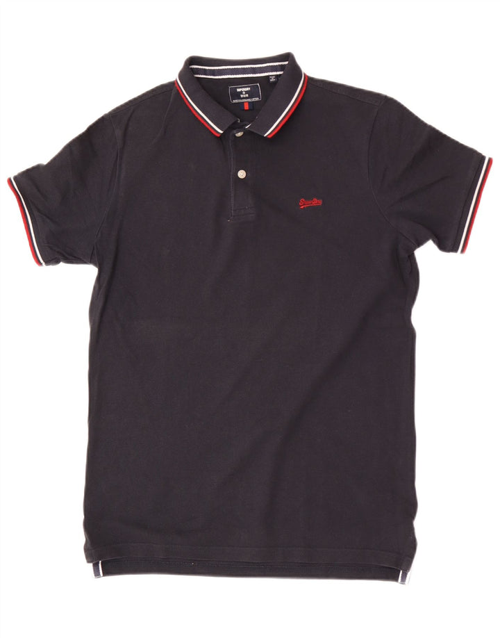 Superdry Mens Regular Fit Polo Shirt Small Navy Blue Cotton