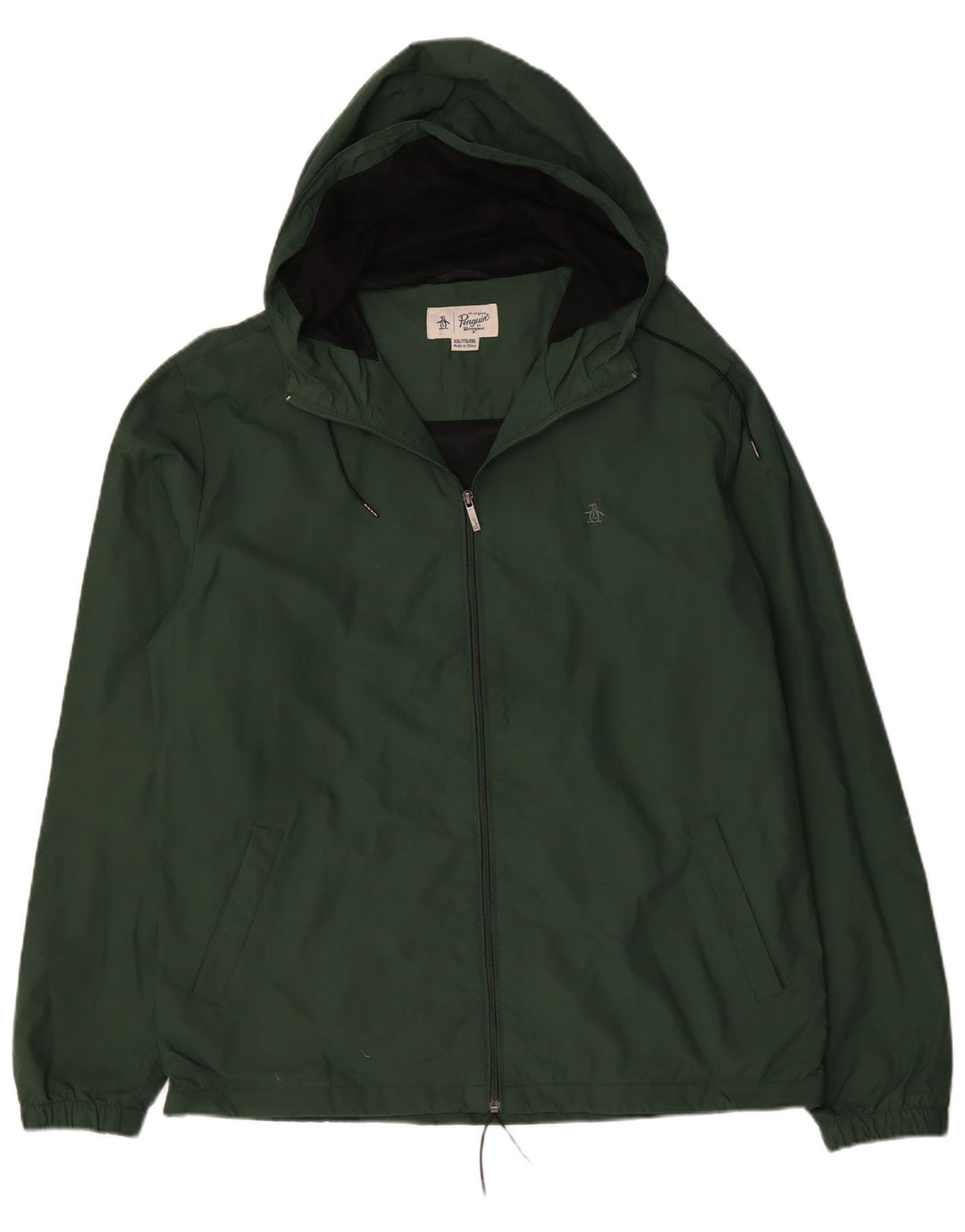 Penguin Mens Hooded Rain Jacket UK 44 2XL Green Polyamide