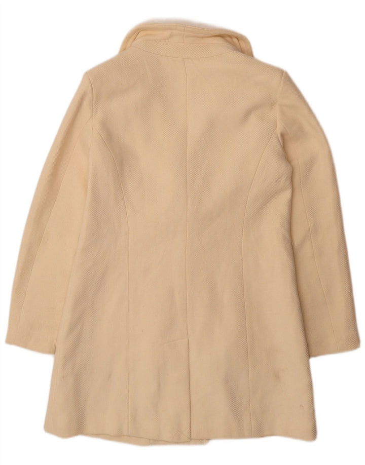 GUESS Womens Double Breasted Coat UK 12 Medium Off White