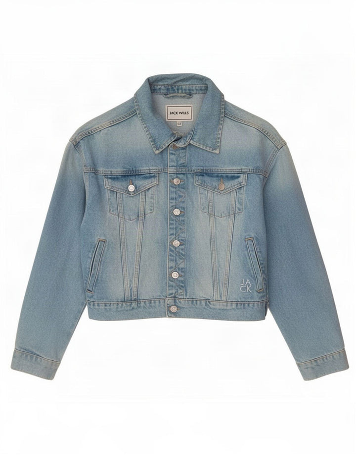 Jack Wills Womens Denim Jacket UK 10 Small Blue Cotton