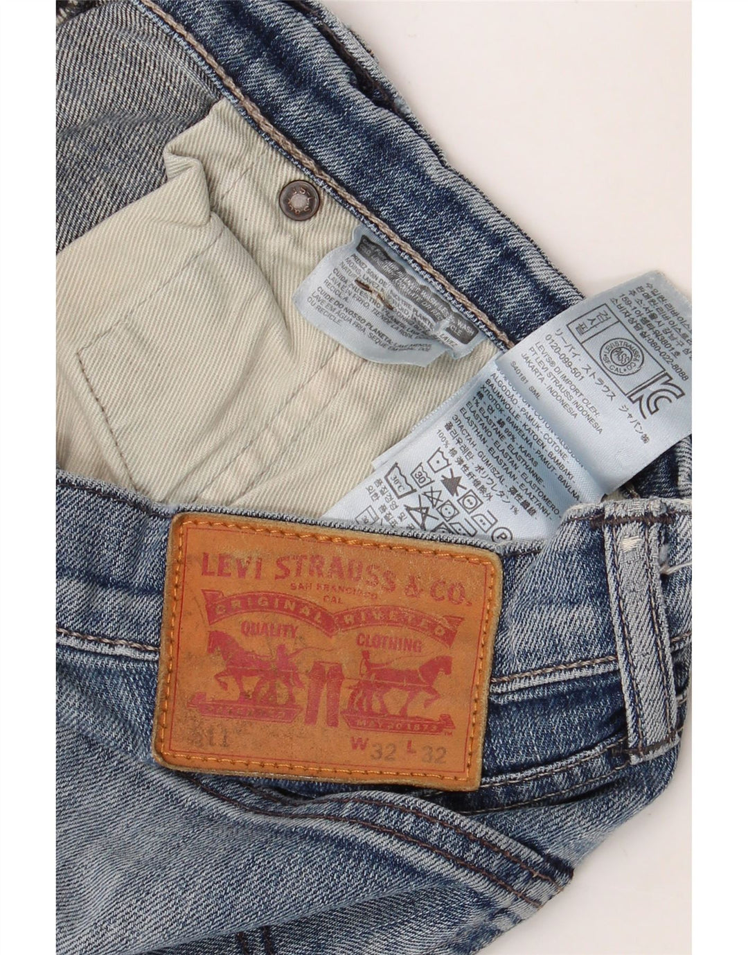 LEVI'S Mens 511 Slim Jeans W32 L32 Blue Cotton