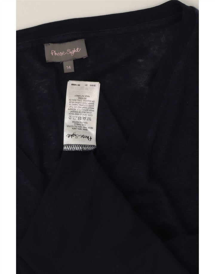 Phase Eight Womens Tunic Top UK 14 Medium Navy Blue Linen