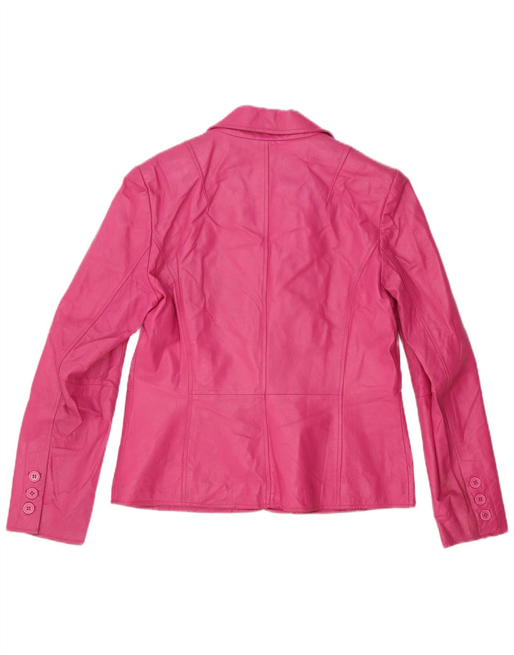Worthington Womens 2 Button Leather Blazer Jacket UK 12 Medium Pink Leather