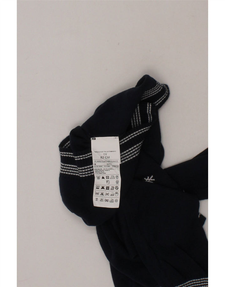 BENETTON Baby Boys V-Neck Jumper Sweater 18-24 Months Navy Blue Cotton Vintage Benetton and Second-Hand Benetton from Messina Hembry 