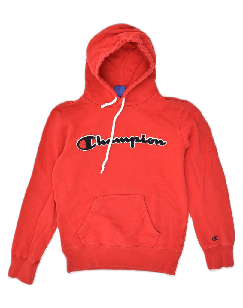 CHAMPION Mens Graphic Hoodie Jumper XS Red Cotton | Vintage Champion | Thrift | Second-Hand Champion | Used Clothing | Messina Hembry 