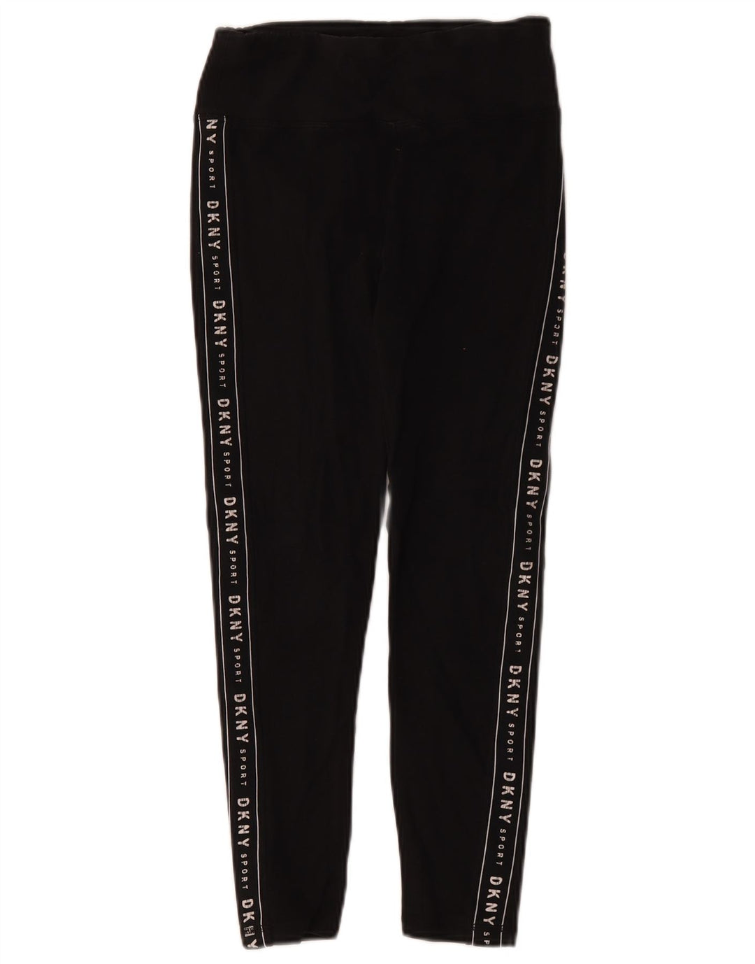 Dkny Womens Crop Graphic Leggings UK 8 Small Black Cotton