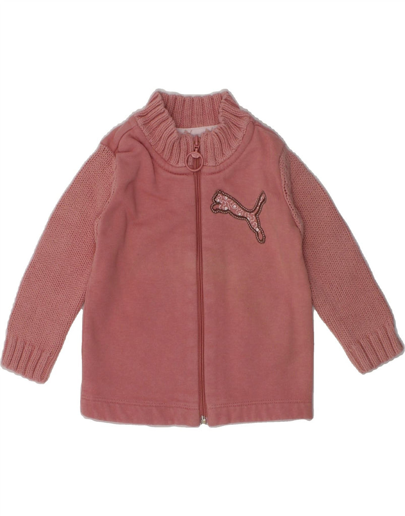 PUMA Baby Girls Graphic Cardigan Sweater 3-6 Months Pink Cotton | Vintage Puma | Thrift | Second-Hand Puma | Used Clothing | Messina Hembry 