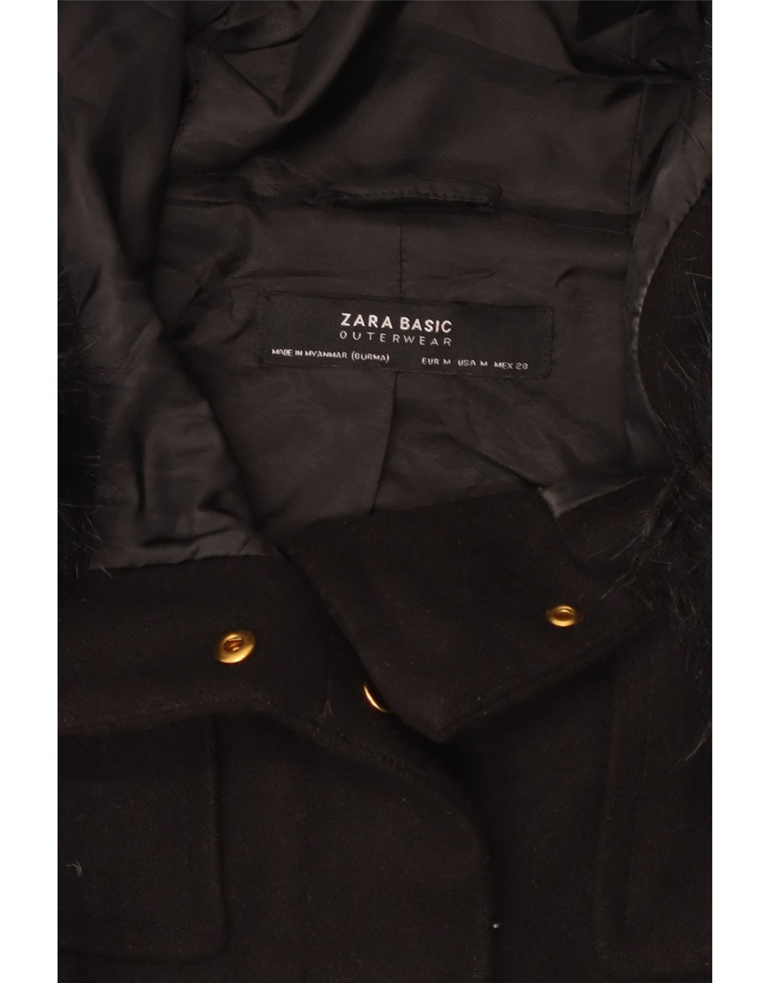 Zara Womens Hooded Windbreaker Jacket UK 14 Medium Black
