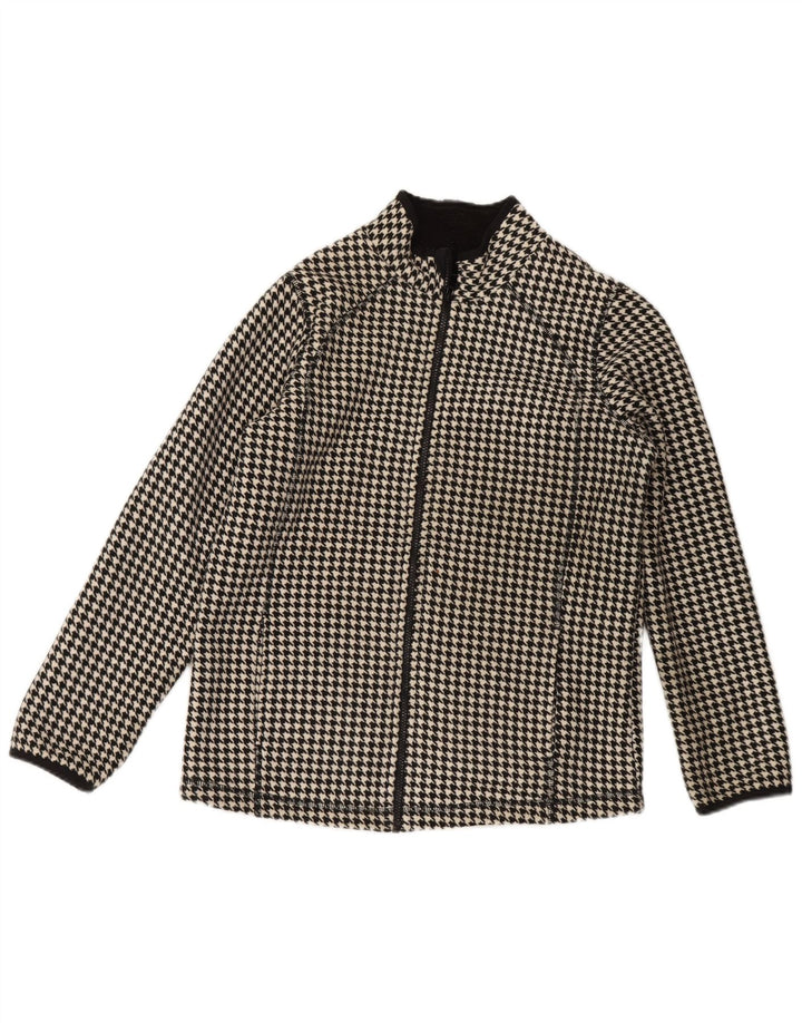 Marks & Spencer Womens Sherpa Fleece Jacket UK 12 Medium Black Houndstooth