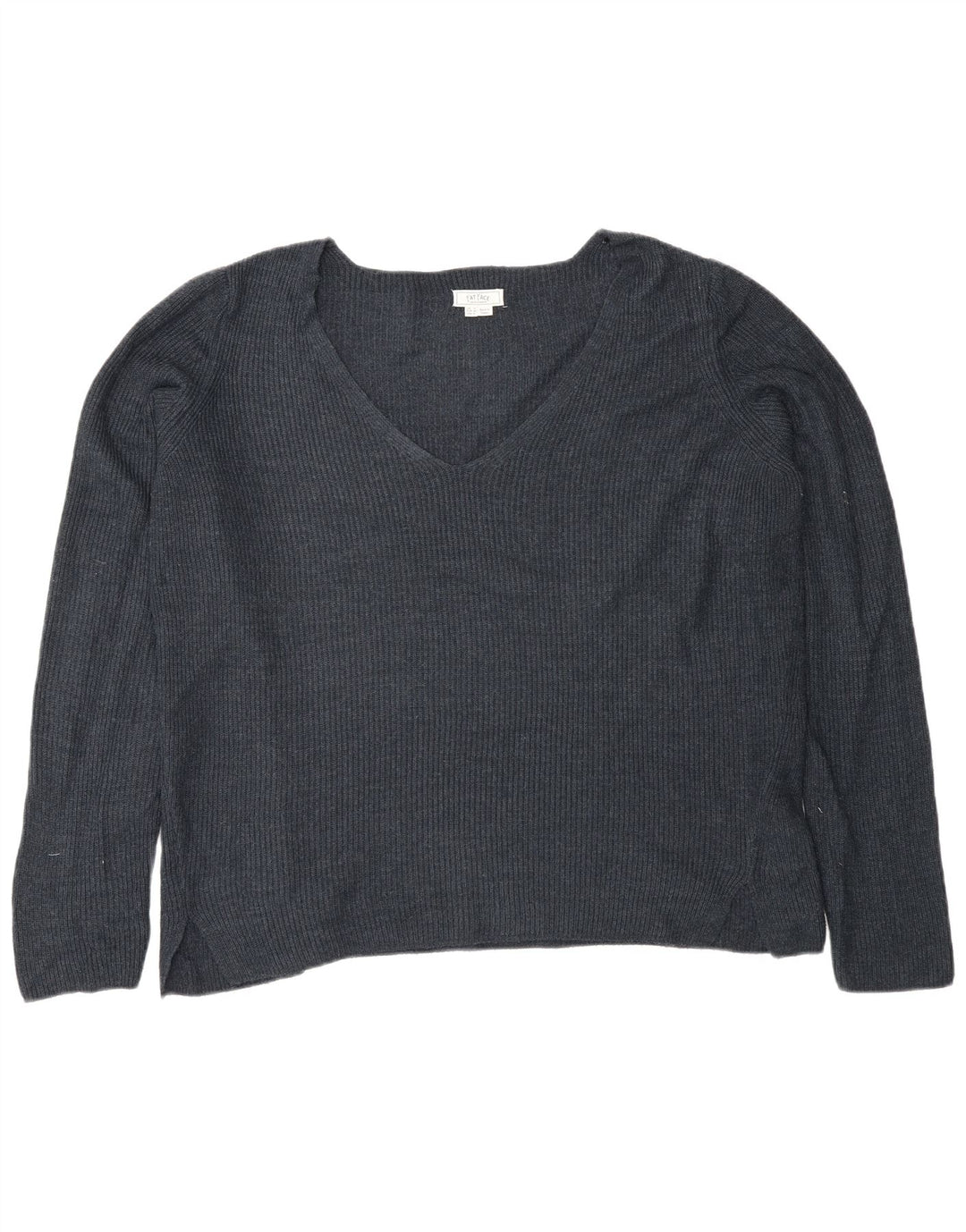 Fat Face Womens Oversized V-Neck Jumper Sweater UK 12 Medium Navy Blue