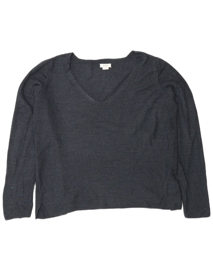 Fat Face Womens Oversized V-Neck Jumper Sweater UK 12 Medium Navy Blue
