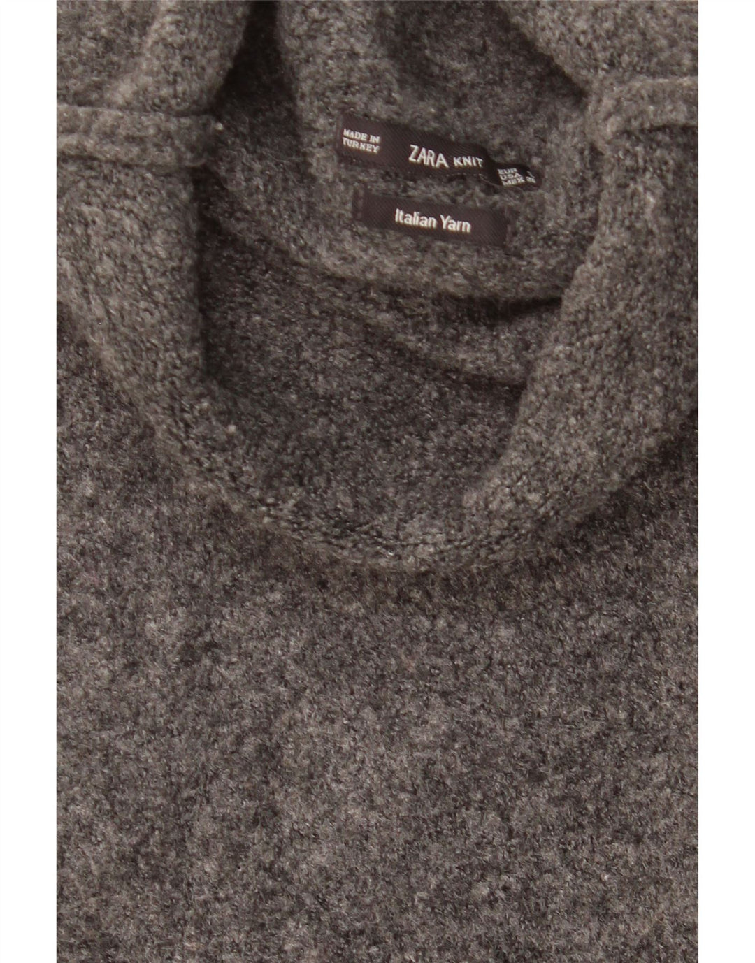 ZARA Womens 3/4 Sleeve Oversized Roll Neck Jumper Sweater UK 10 Small Grey