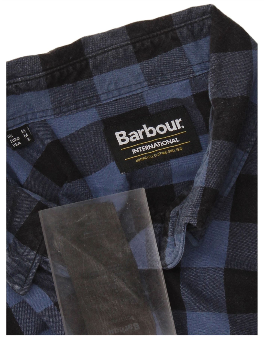 Barbour Mens Shirt Medium Blue Gingham Cotton