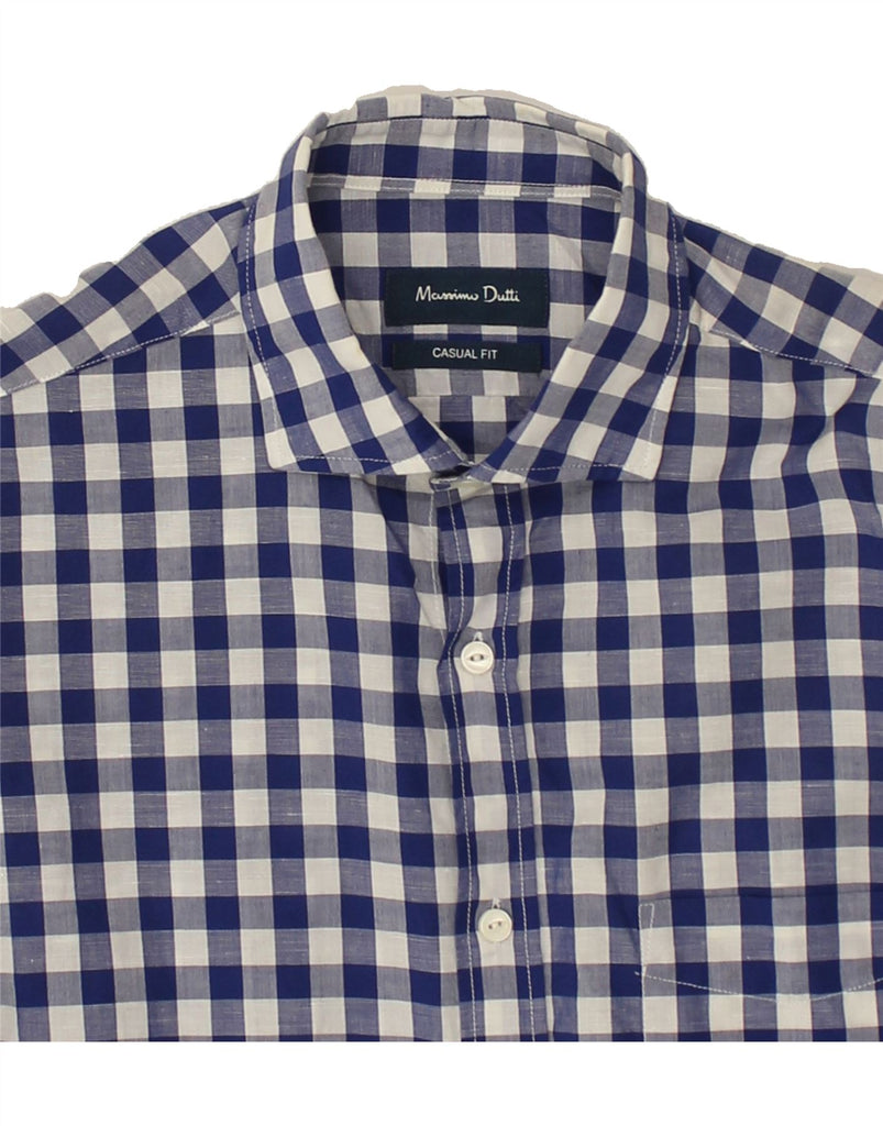 MASSIMO DUTTI Mens Casual Fit Shirt Medium Navy Blue Gingham | Vintage Massimo Dutti | Thrift | Second-Hand Massimo Dutti | Used Clothing | Messina Hembry 