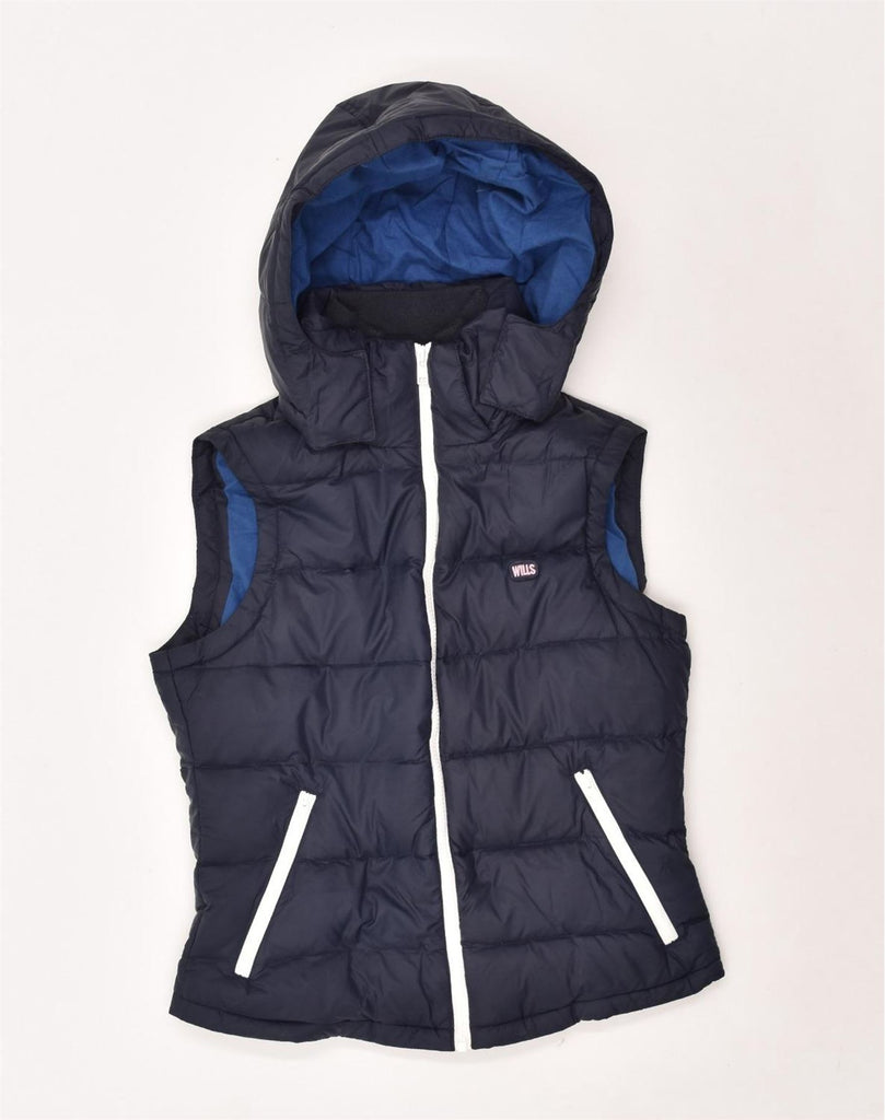 JACK WILLS Womens Hooded Padded Gilet UK 10 Small Navy Blue Polyester | Vintage Jack Wills | Thrift | Second-Hand Jack Wills | Used Clothing | Messina Hembry 