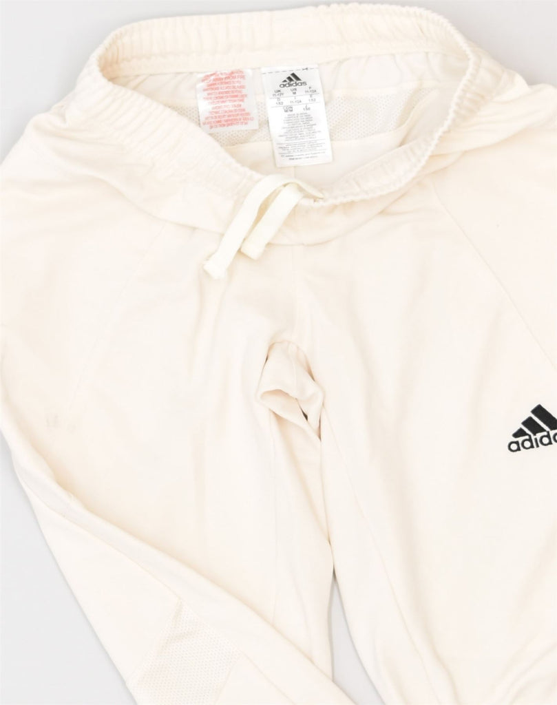 ADIDAS Girls Tracksuit Trousers 11-12 Years Off White Polyester | Vintage Adidas | Thrift | Second-Hand Adidas | Used Clothing | Messina Hembry 