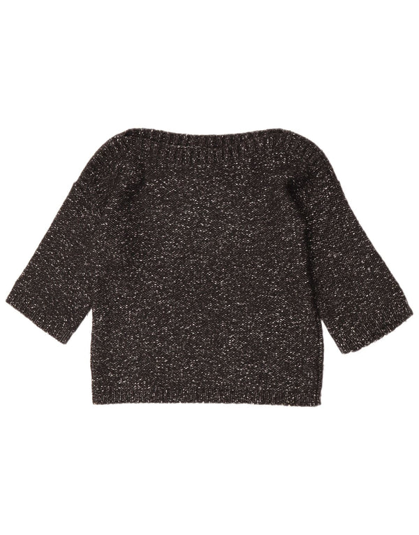 Banana Republic Womens Boat Neck Jumper Sweater UK 14 Medium Black Flecked