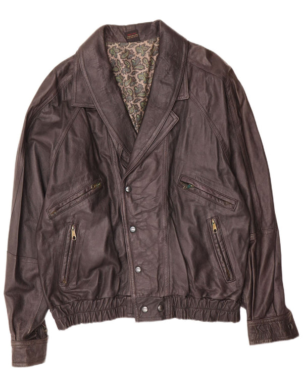 Vintage Mens Leather Jacket UK 40 Large Brown Leather