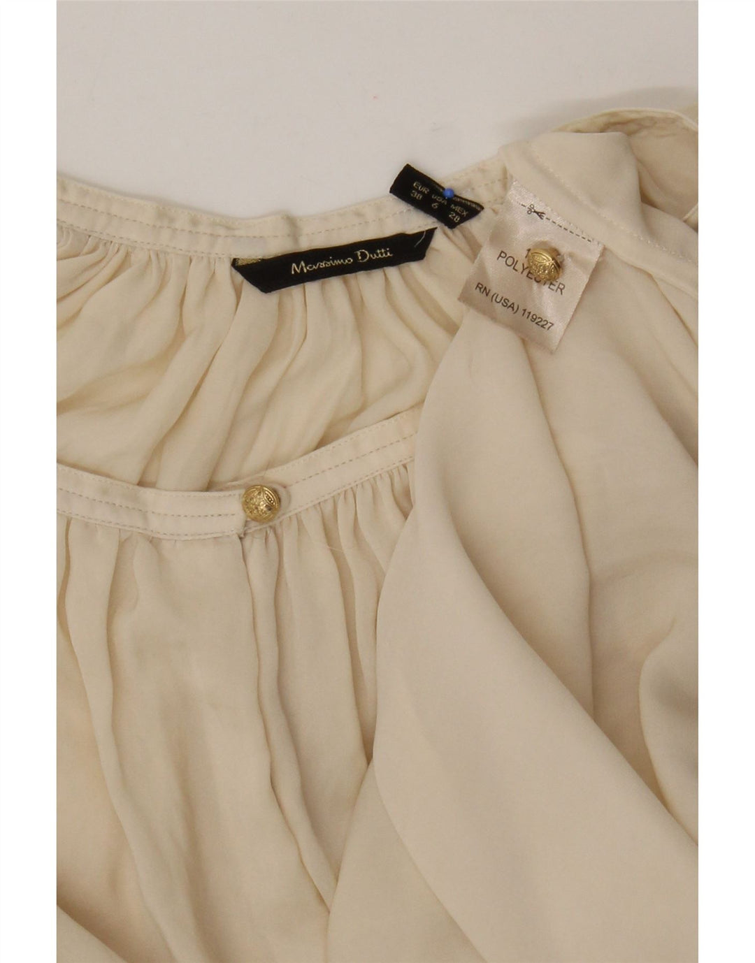 Massimo Dutti Womens Long Sleeve Blouse Top EU 38 Medium Beige Polyester