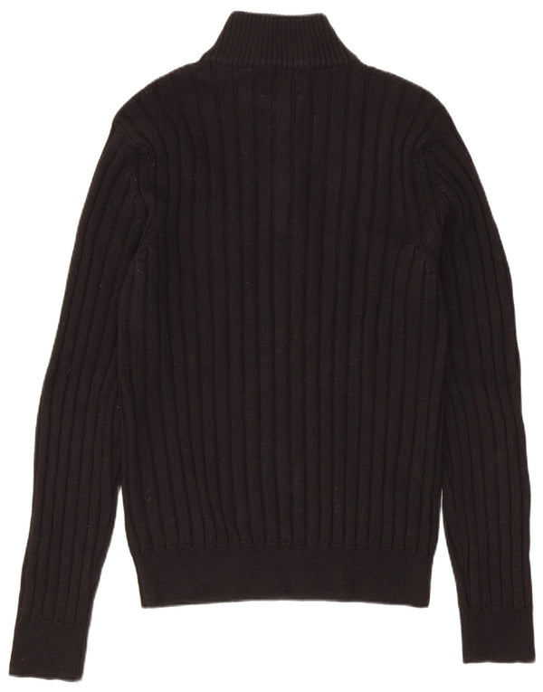 Rifle Mens Zip Neck Jumper Sweater Medium Black Merino Wool