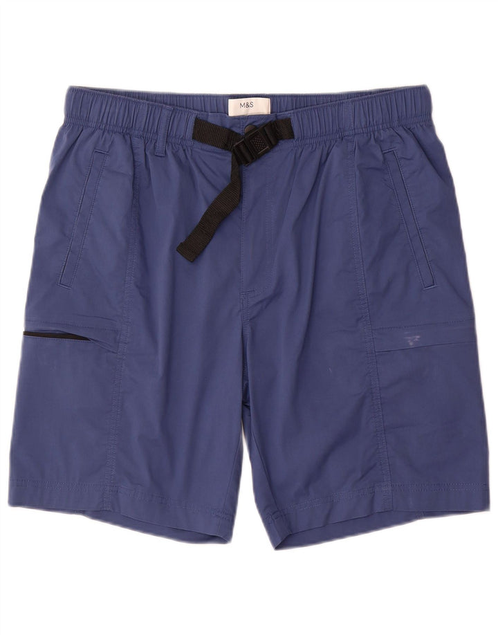 Marks & Spencer Mens Cargo Shorts W36 Large Blue Cotton