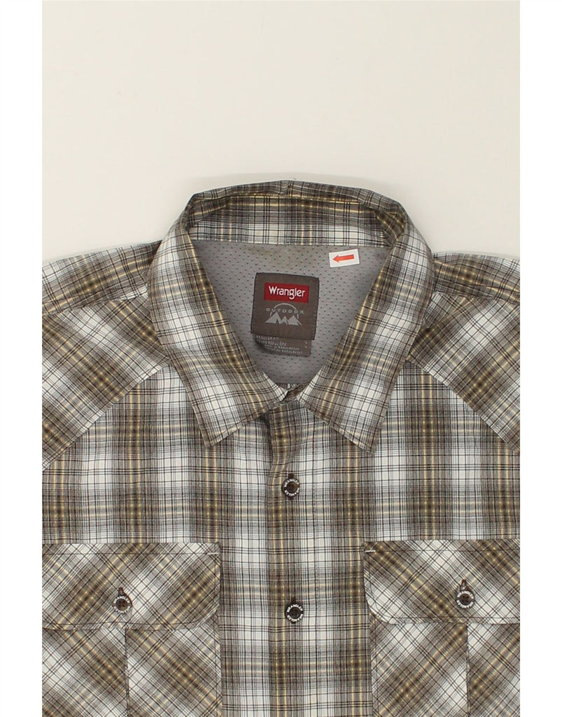 WRANGLER Mens Shirt Large Grey Check Polyester | Vintage Wrangler | Thrift | Second-Hand Wrangler | Used Clothing | Messina Hembry 