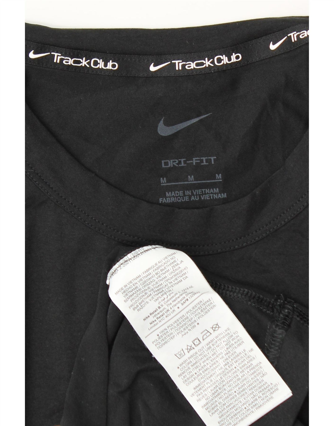 NIKE Mens Dri Fit Graphic T-Shirt Top Medium Black Polyester