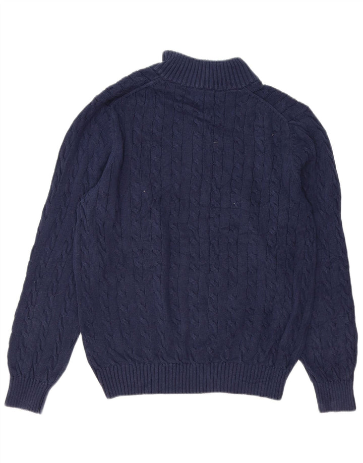 Izod Mens Zip Neck Jumper Sweater Medium Navy Blue Cotton