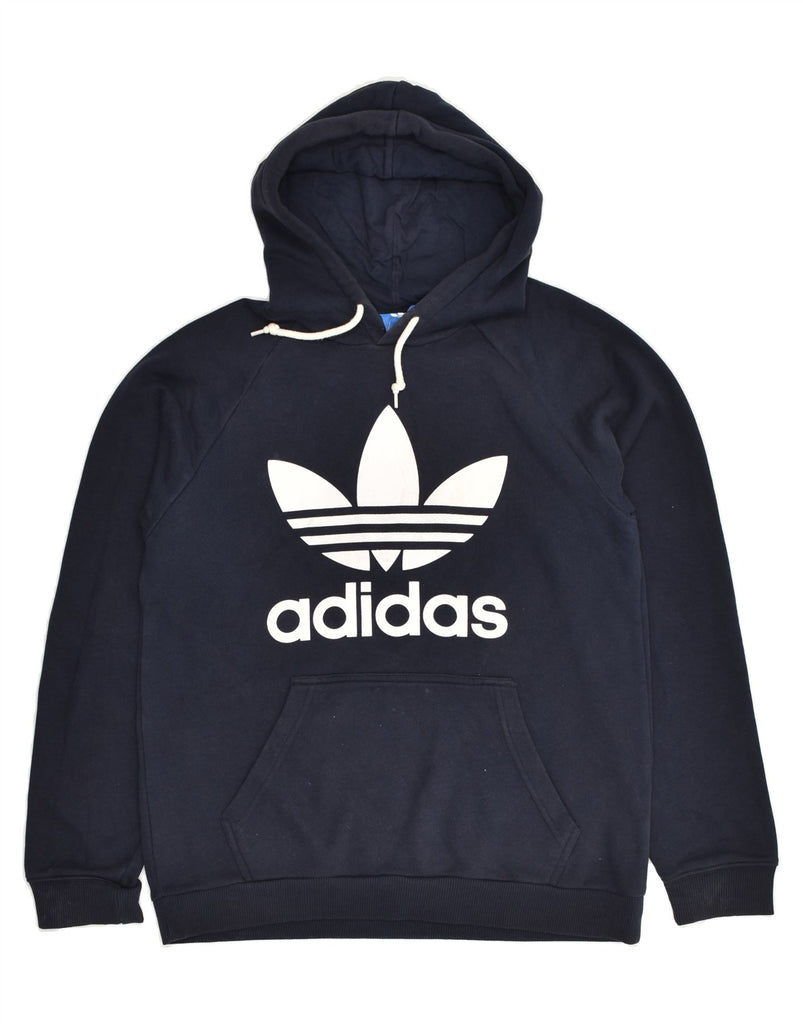 ADIDAS Mens Graphic Hoodie Jumper Medium Navy Blue Cotton | Vintage Adidas | Thrift | Second-Hand Adidas | Used Clothing | Messina Hembry 