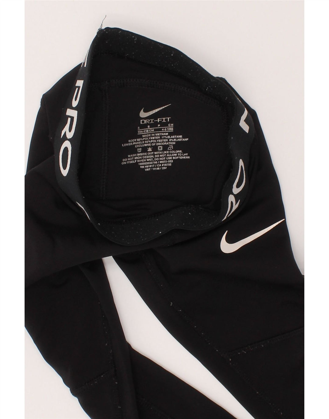 Nike Girls Dri Fit Graphic Leggings 4-5 Years Small Black Polyester