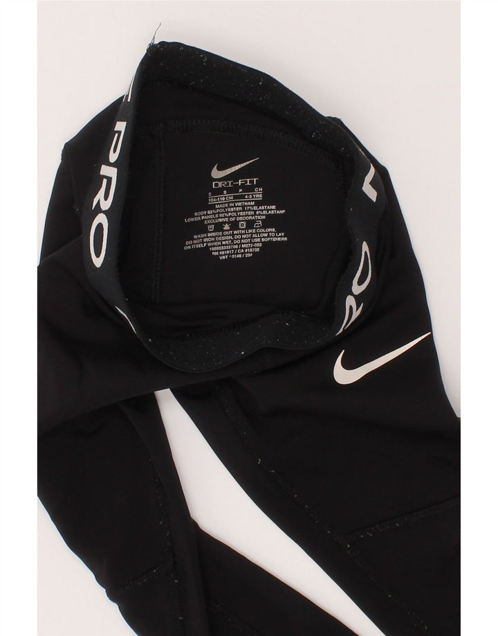 Nike Girls Dri Fit Graphic Leggings 4-5 Years Small Black Polyester