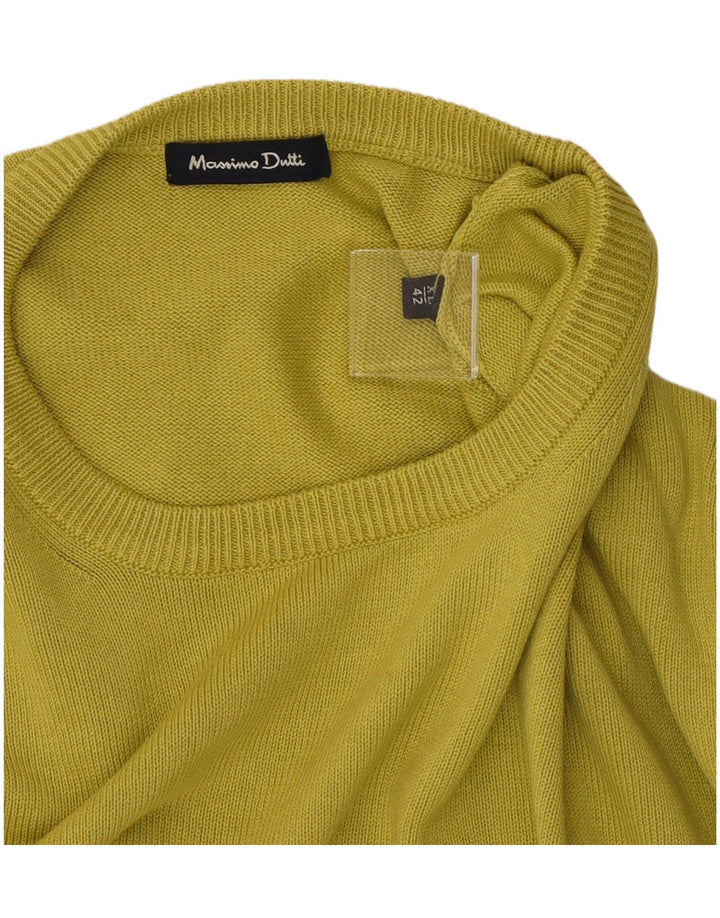 Massimo Dutti Mens Crew Neck Jumper Sweater XL Green Cotton