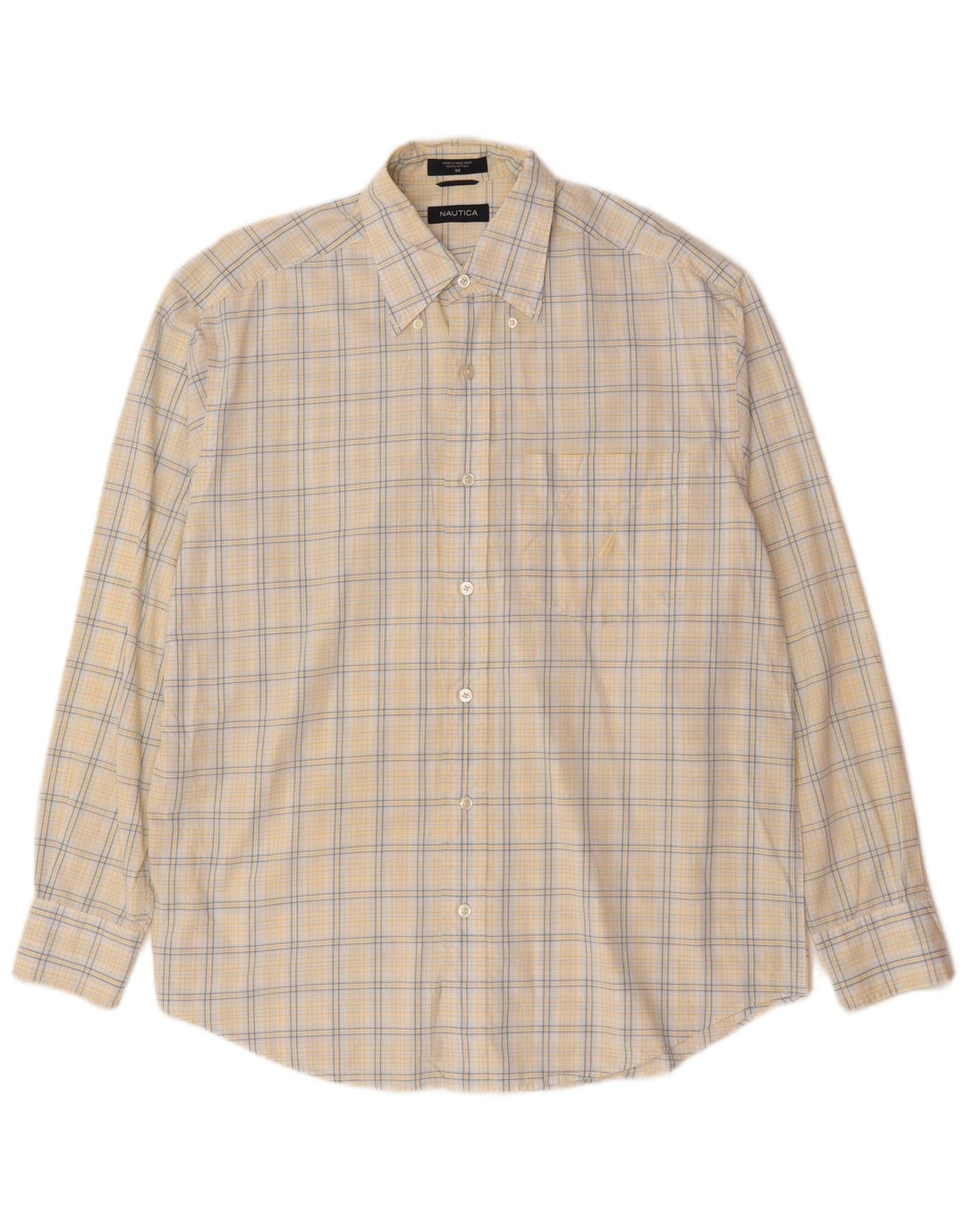 Nautica Mens Shirt Medium Yellow Check Cotton