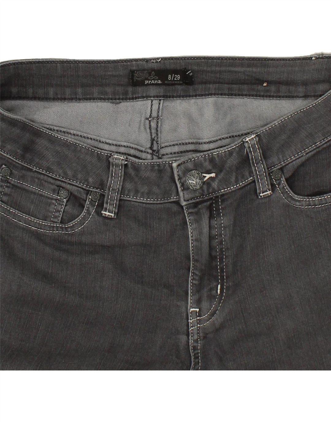 PRANA Womens Slim Jeans US 8 Medium W29 L29 Grey Cotton Vintage Prana and Second-Hand Prana from Messina Hembry 