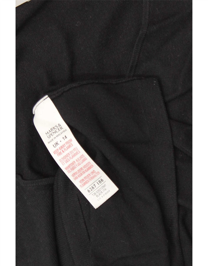 Marks & Spencer Womens Top Long Sleeve UK 14 Medium Black Viscose