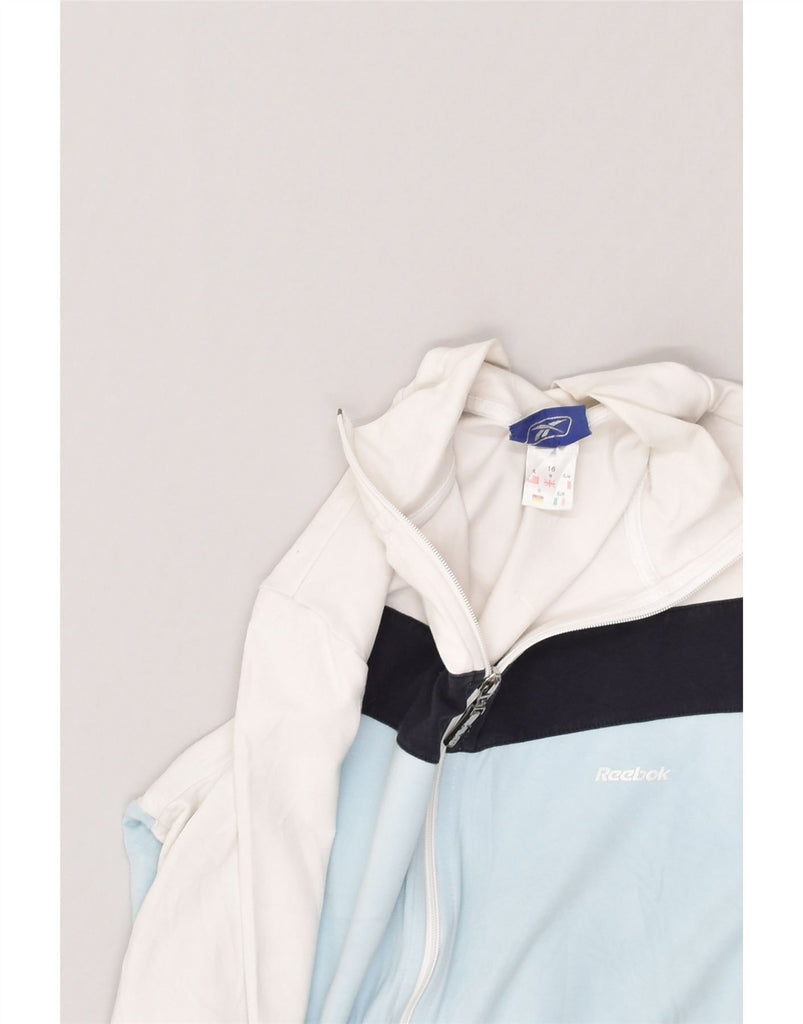 REEBOK Girls Tracksuit Top Jacket 15-16 Years White Colourblock Polyester | Vintage Reebok | Thrift | Second-Hand Reebok | Used Clothing | Messina Hembry 