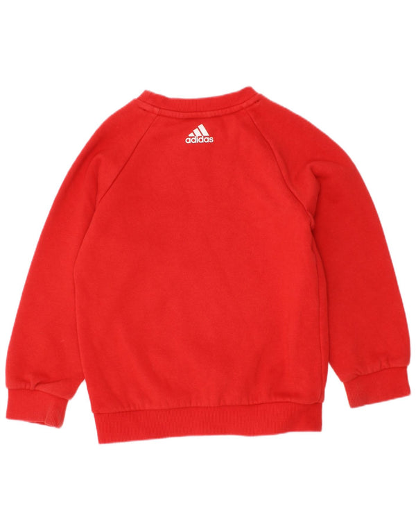 Adidas Boys Graphic Sweatshirt Jumper 2-3 Years Red Cotton