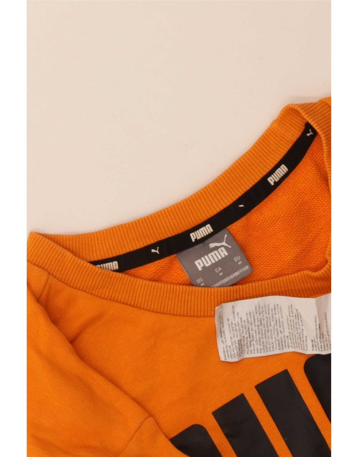 Puma Mens Graphic Sweatshirt Jumper Medium Orange Cotton
